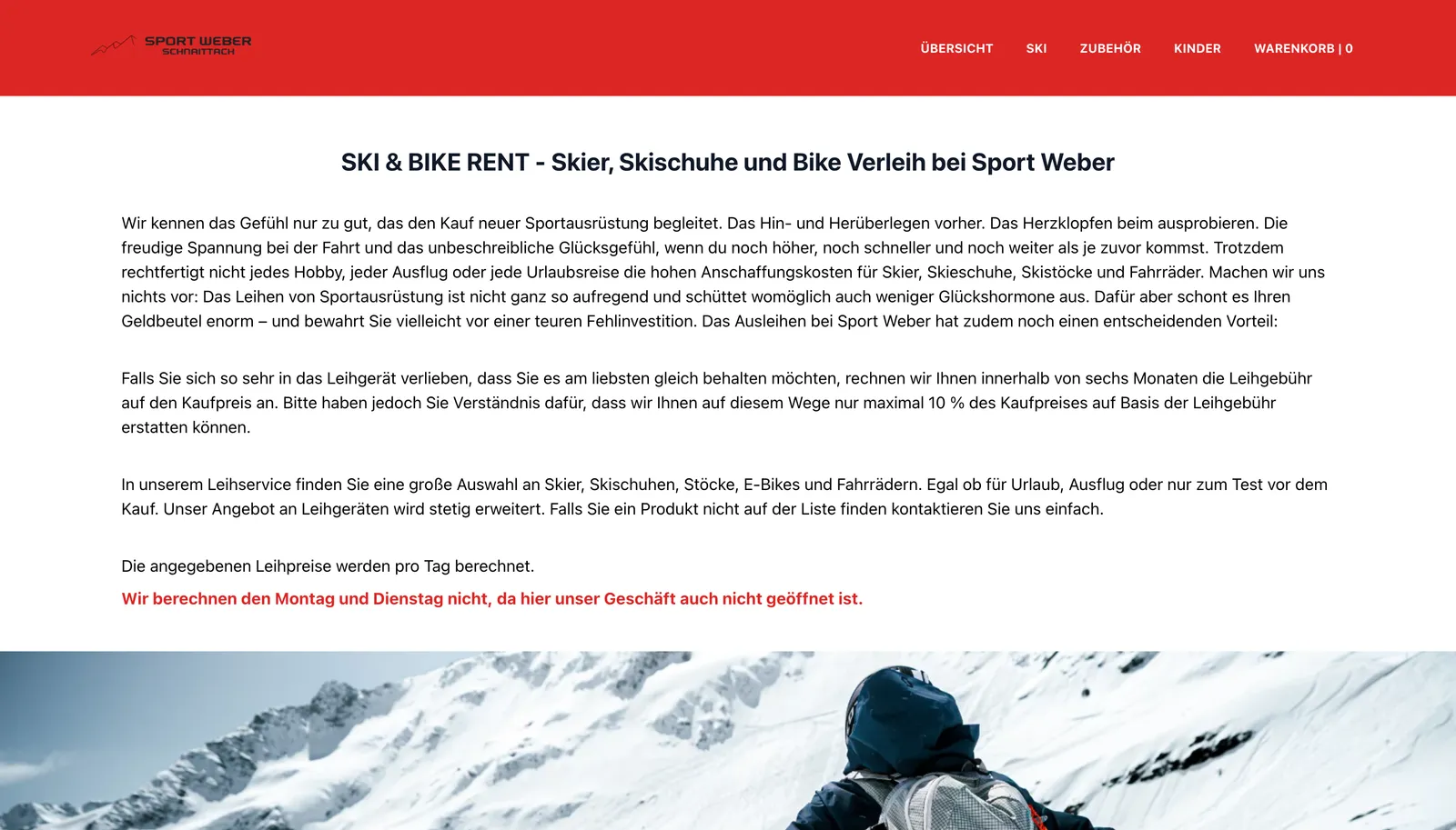 Verleihsoftware von Sport-Weber Schnaittach